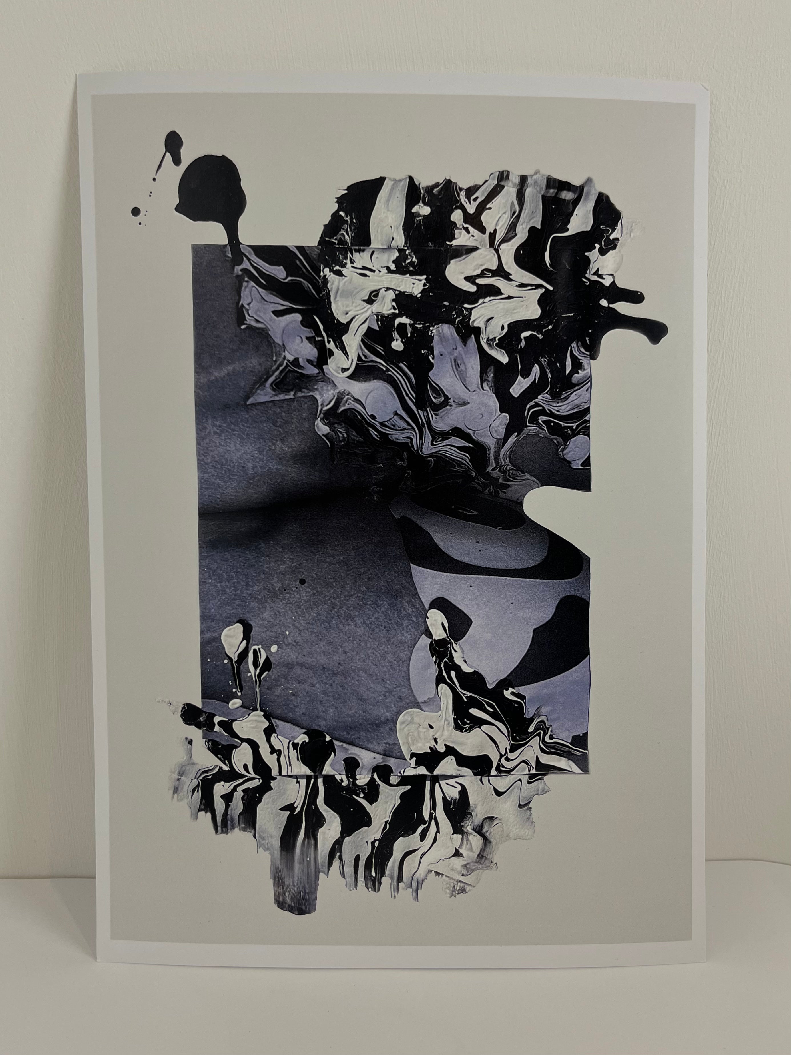 A4 Print Spilled in Greyscale