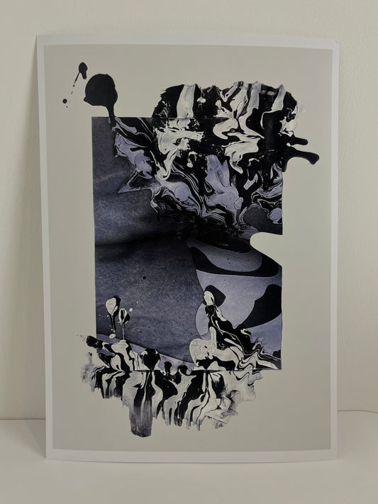 A4 Print Spilled in Greyscale