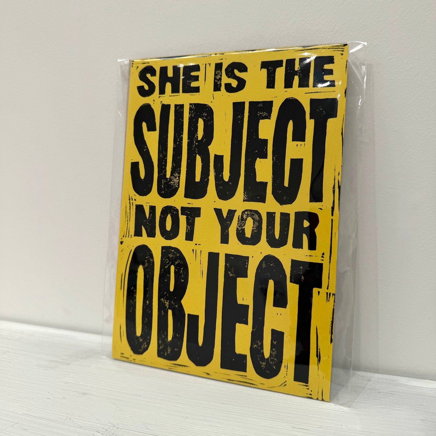 A5 Yellow Lino Print