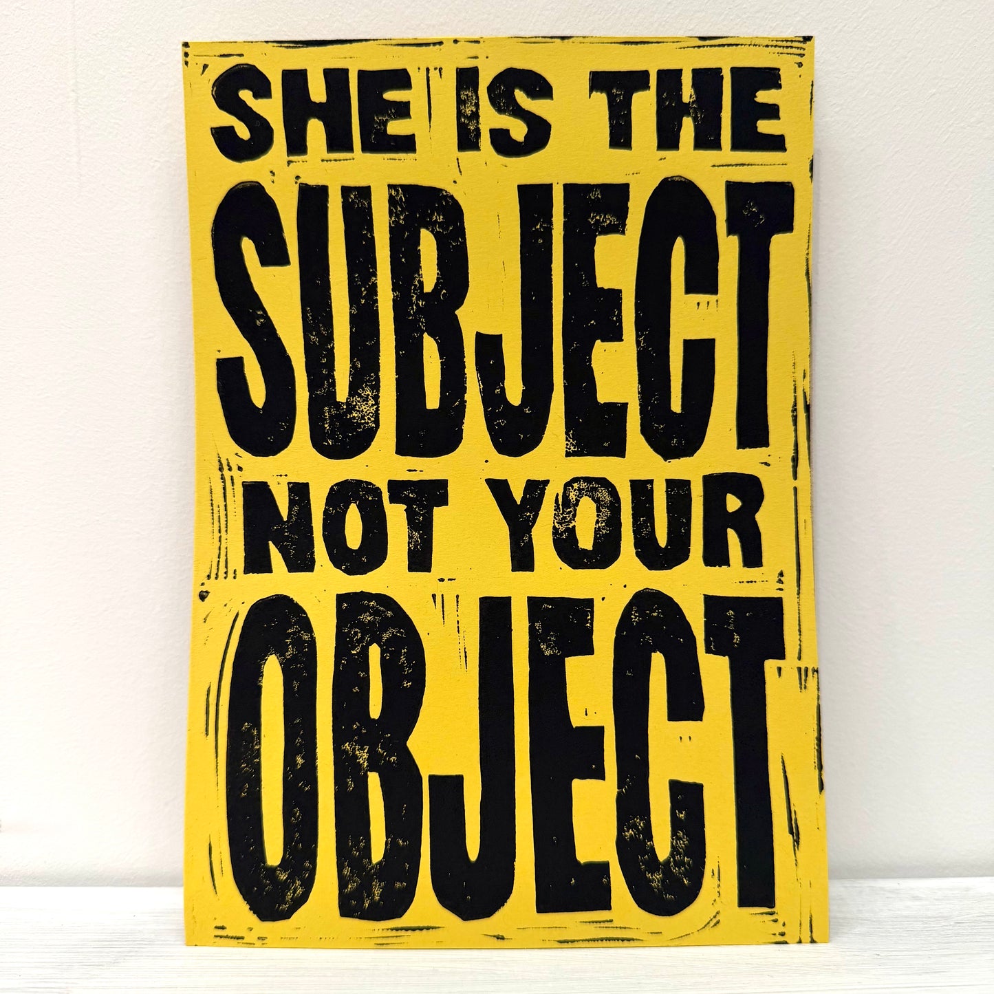 A5 Yellow Lino Print