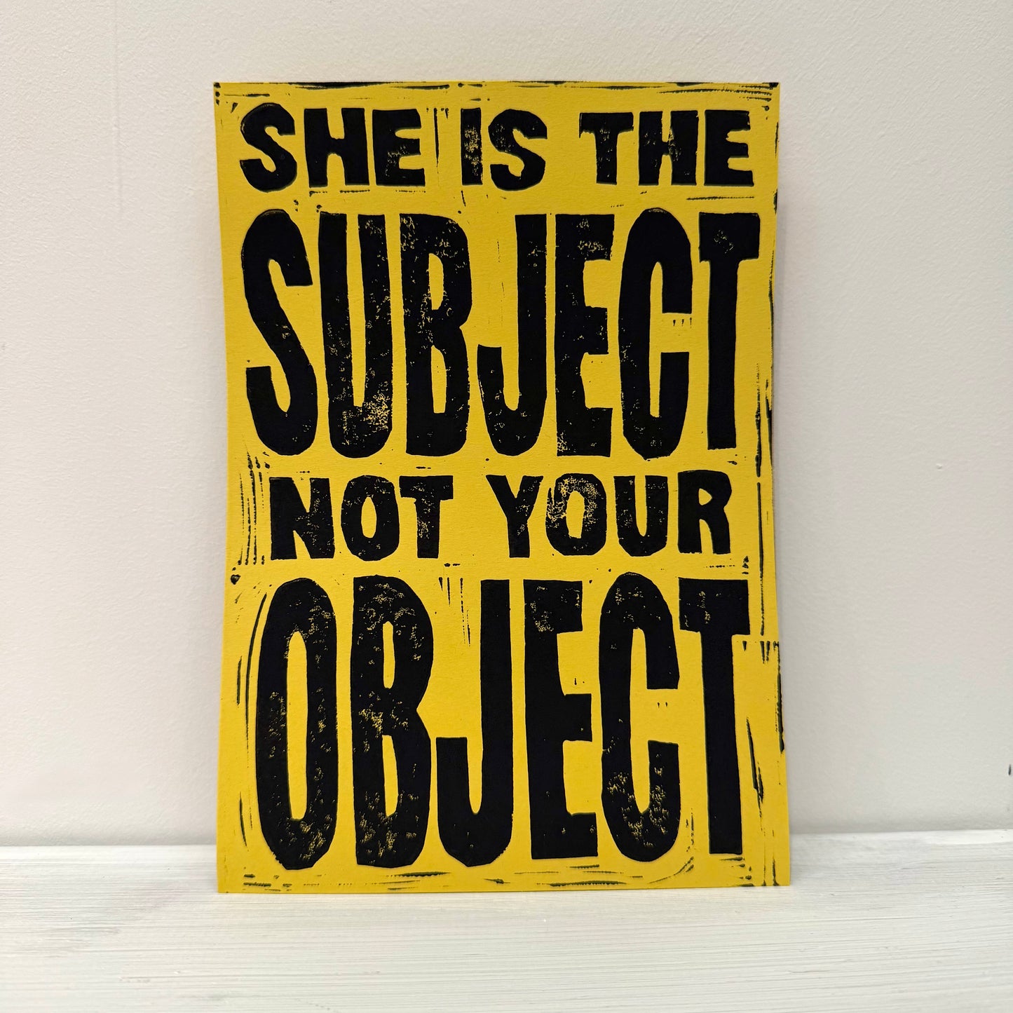 A5 Yellow Lino Print