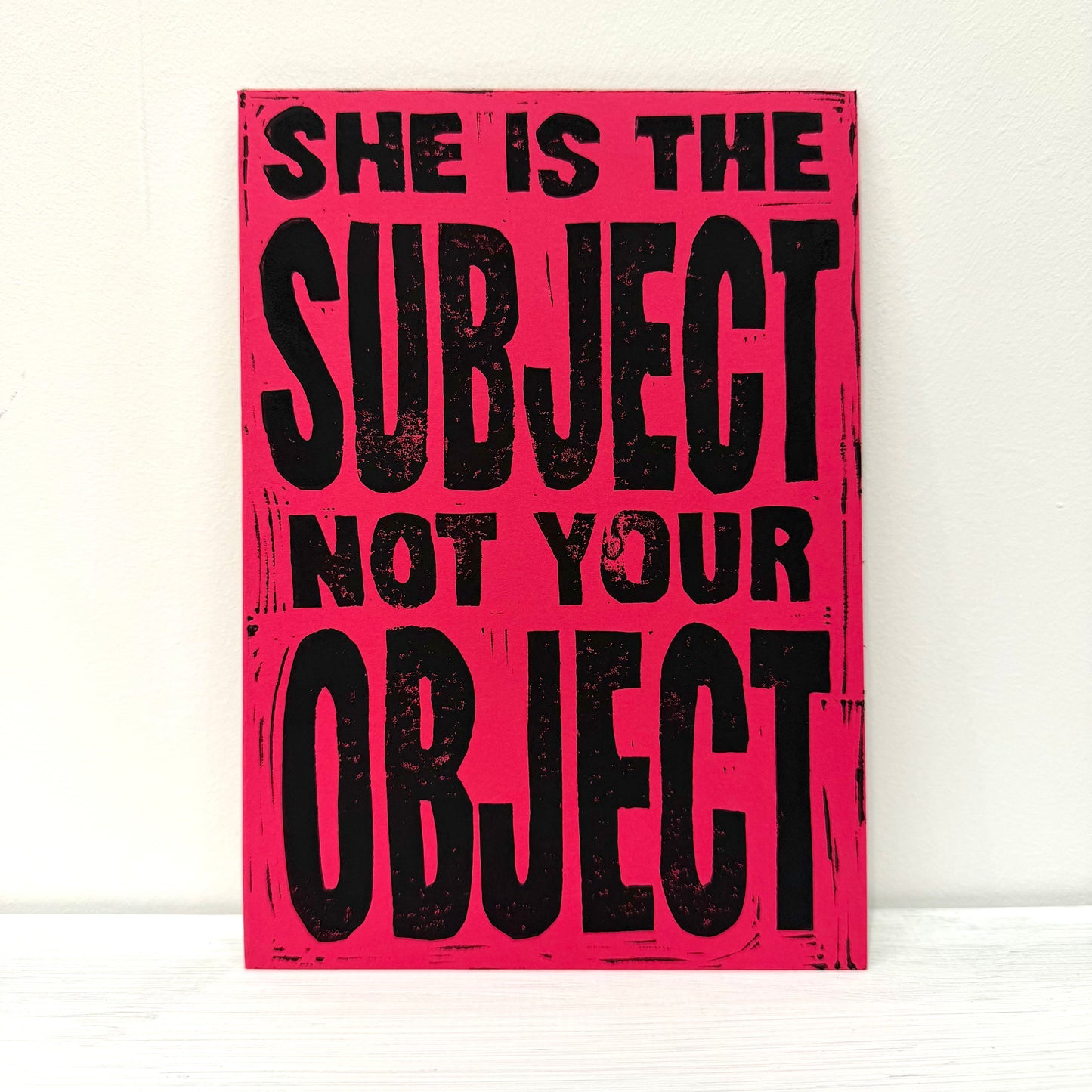 A5 Pink Lino Print